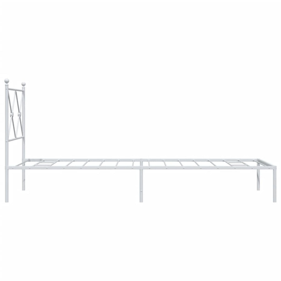 Bedframe met hoofdbord metaal wit 80x200 cm