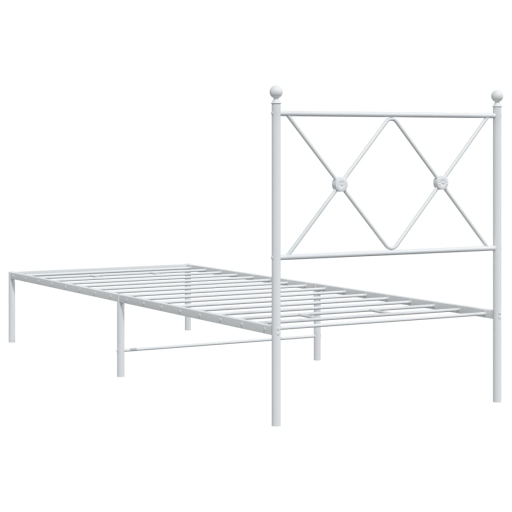 Bedframe met hoofdbord metaal wit 80x200 cm