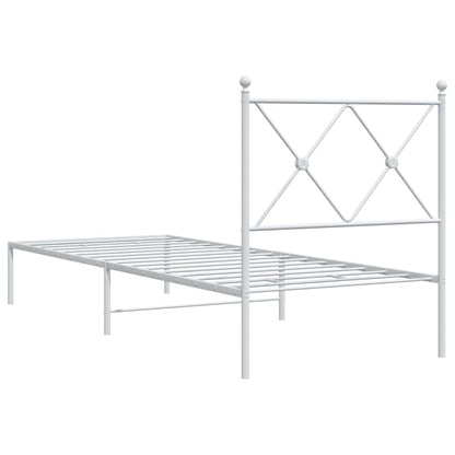 Bedframe met hoofdbord metaal wit 80x200 cm