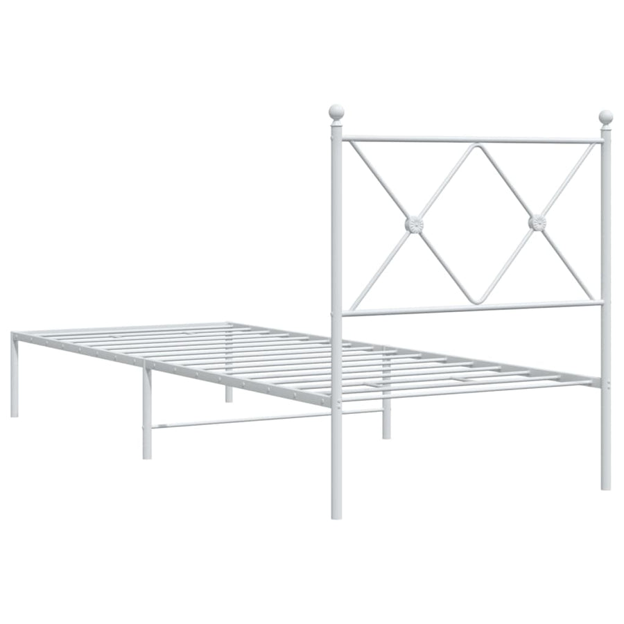 Bedframe met hoofdbord metaal wit 80x200 cm