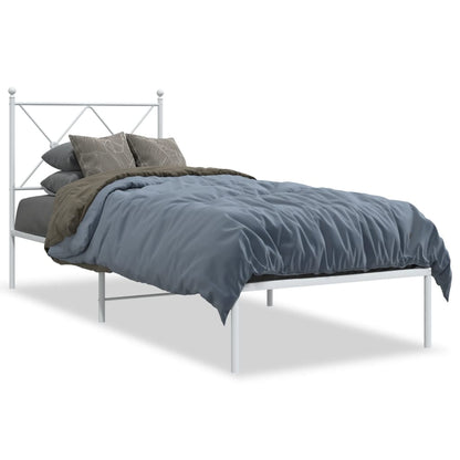 Bedframe met hoofdbord metaal wit 80x200 cm
