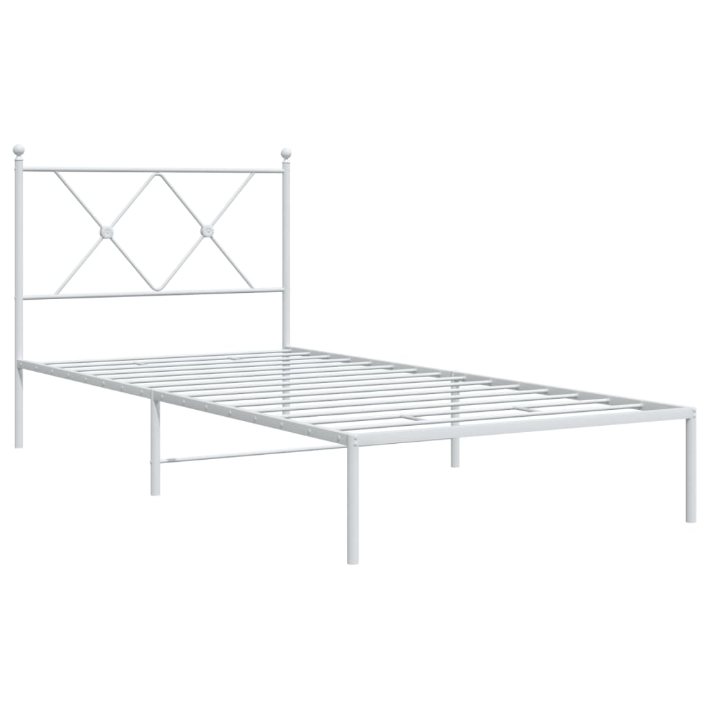 Bedframe met hoofdbord metaal wit 90x190 cm