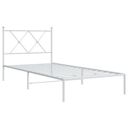 Bedframe met hoofdbord metaal wit 90x190 cm