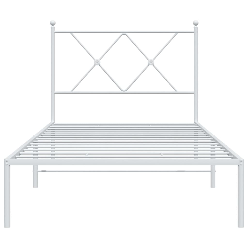 Bedframe met hoofdbord metaal wit 90x190 cm