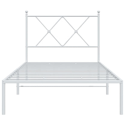 Bedframe met hoofdbord metaal wit 90x190 cm