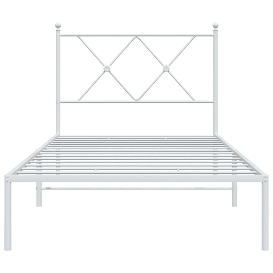 Bedframe met hoofdbord metaal wit 90x190 cm
