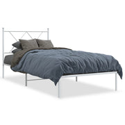 Bedframe metaal wit 90x190 cm met hoofdbord