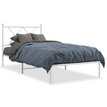 Bedframe met hoofdbord metaal wit 90x190 cm