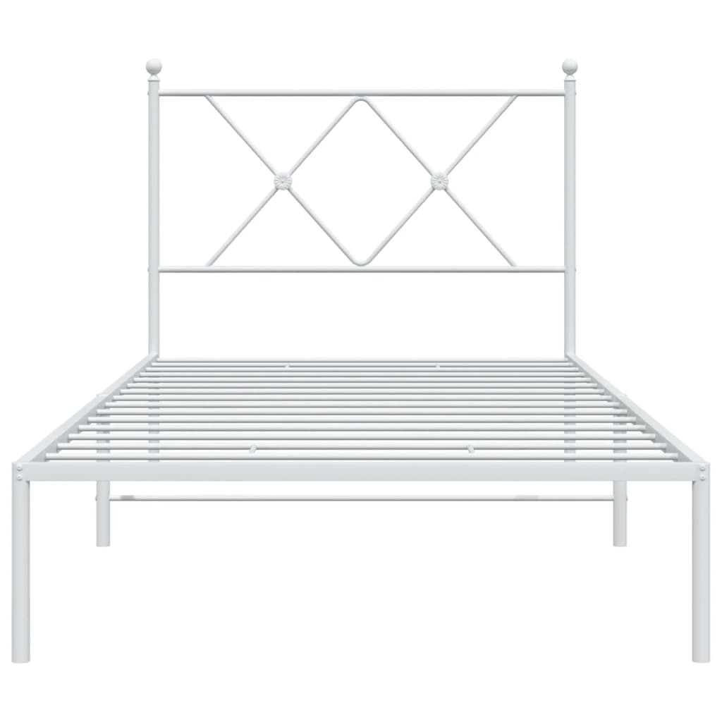 Bedframe met hoofdbord metaal wit 90x200 cm