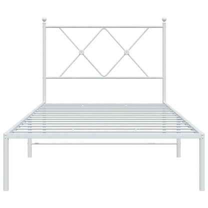 Bedframe met hoofdbord metaal wit 90x200 cm