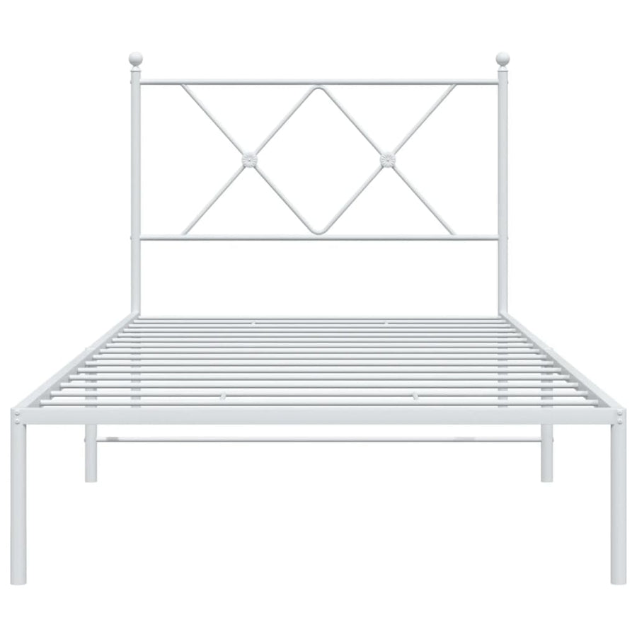 Bedframe met hoofdbord metaal wit 90x200 cm