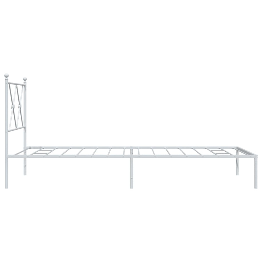Bedframe met hoofdbord metaal wit 90x200 cm
