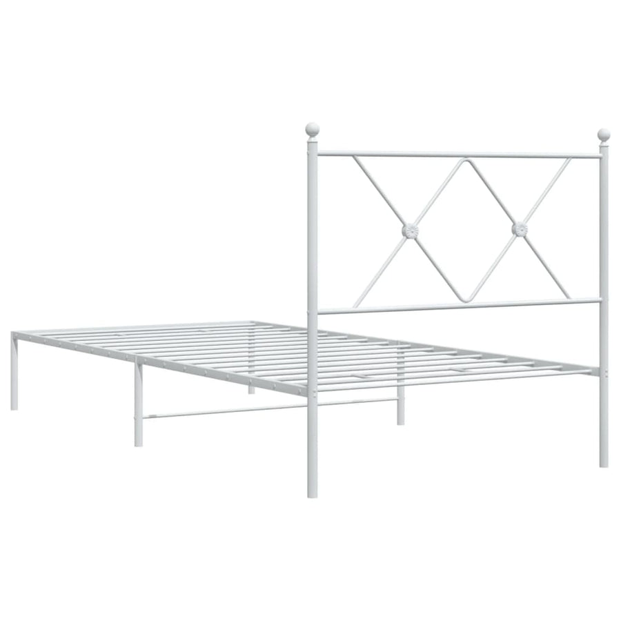Bedframe met hoofdbord metaal wit 90x200 cm