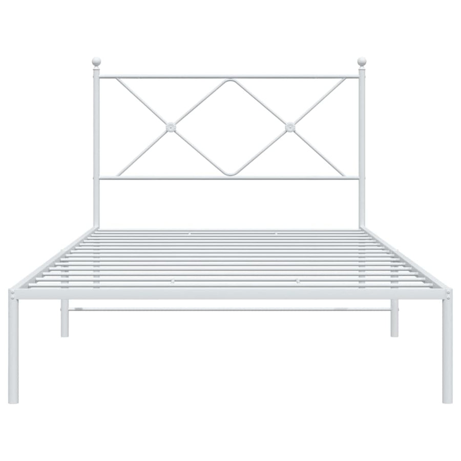 Bedframe met hoofdbord metaal wit 100x190 cm