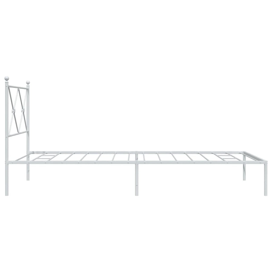Bedframe met hoofdbord metaal wit 100x190 cm