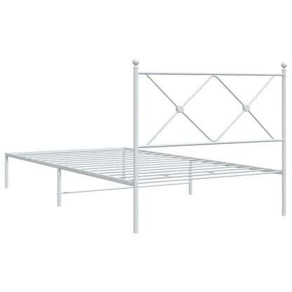 Bedframe met hoofdbord metaal wit 100x190 cm