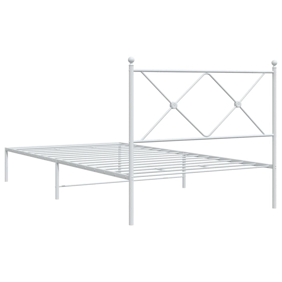 Bedframe met hoofdbord metaal wit 100x190 cm