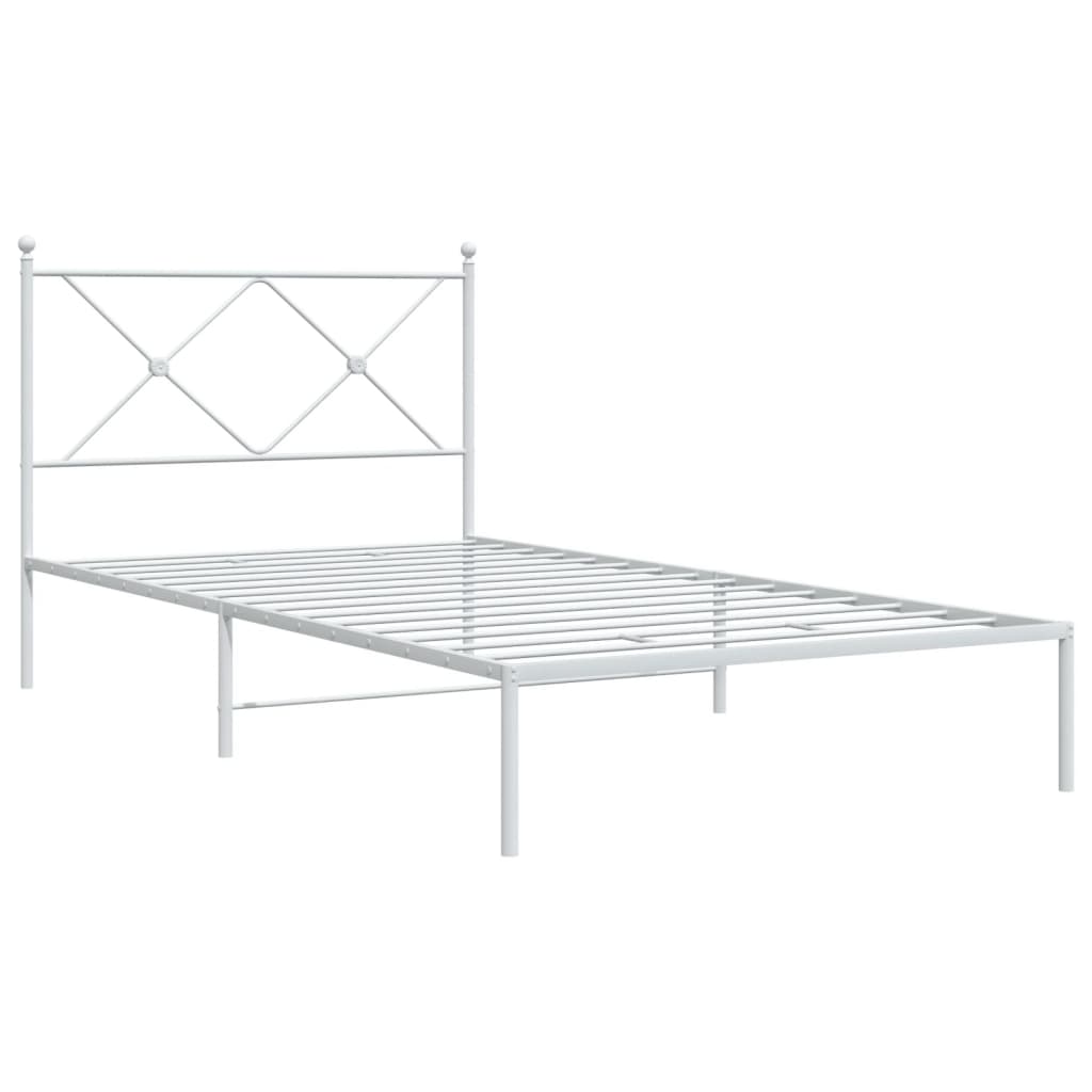 Bedframe met hoofdbord metaal wit 100x200 cm