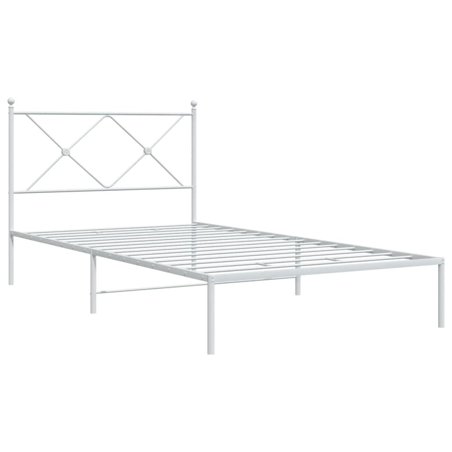 Bedframe met hoofdbord metaal wit 100x200 cm