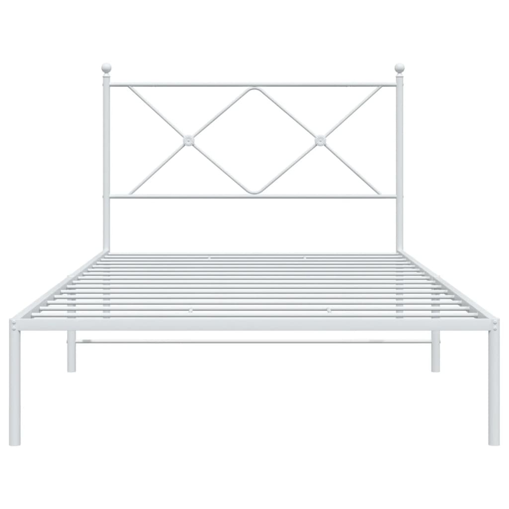 Bedframe met hoofdbord metaal wit 100x200 cm