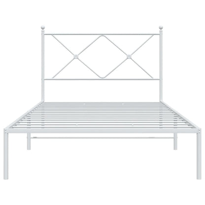 Bedframe met hoofdbord metaal wit 100x200 cm