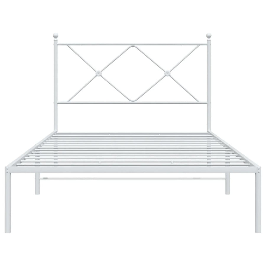 Bedframe met hoofdbord metaal wit 100x200 cm