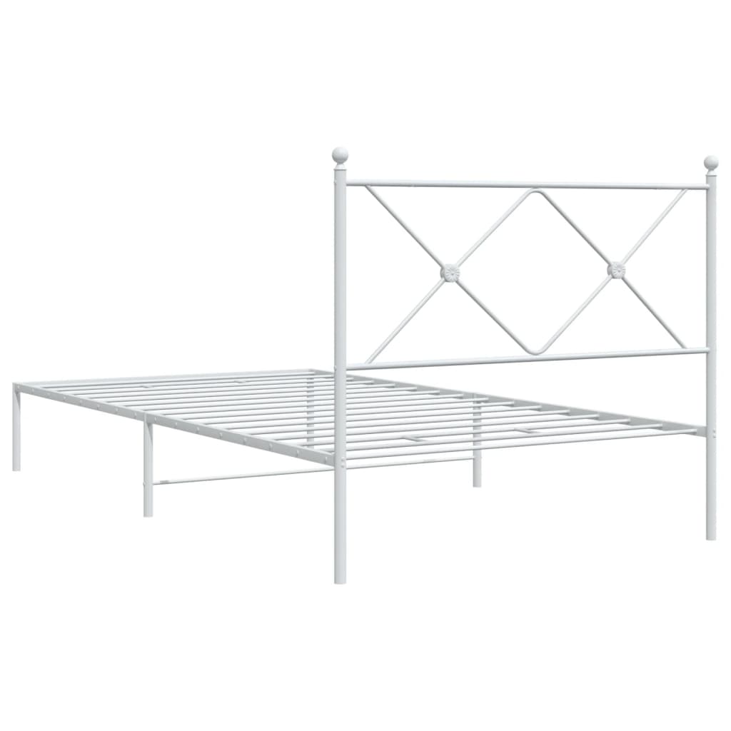 Bedframe met hoofdbord metaal wit 100x200 cm