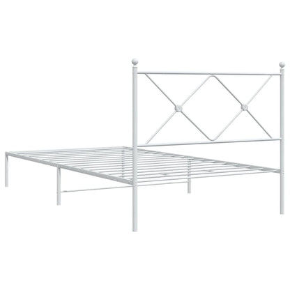Bedframe met hoofdbord metaal wit 100x200 cm