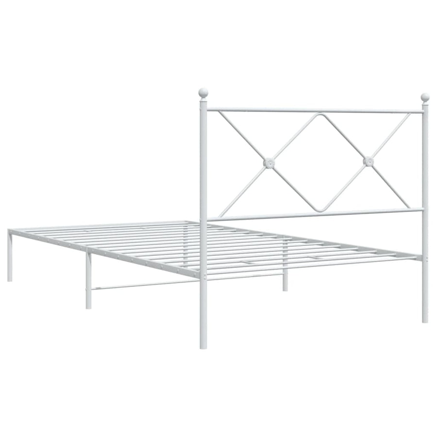 Bedframe met hoofdbord metaal wit 100x200 cm