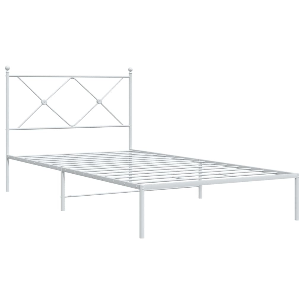 Bedframe met hoofdbord metaal wit 107x203 cm