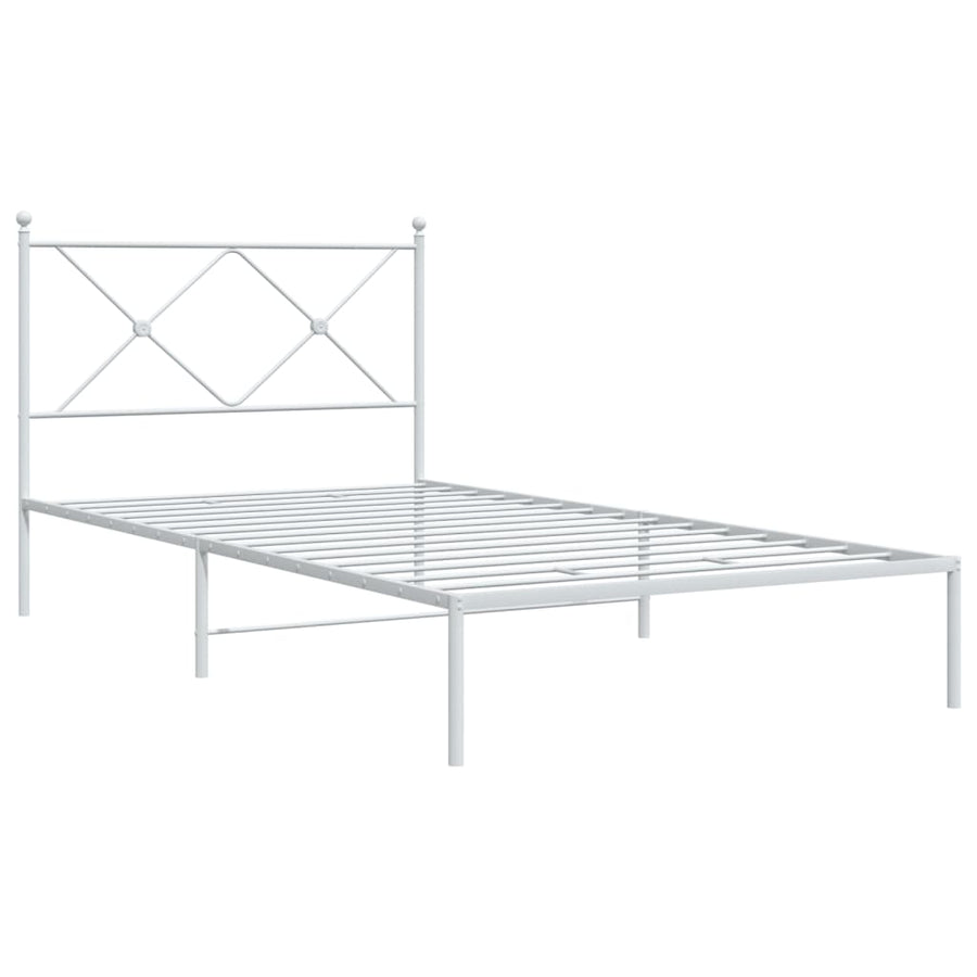 Bedframe met hoofdbord metaal wit 107x203 cm