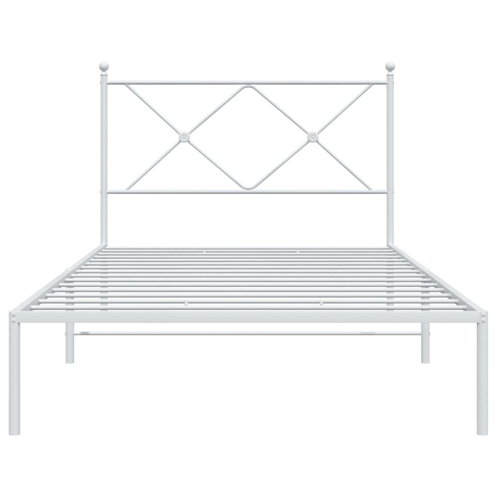 Bedframe met hoofdbord metaal wit 107x203 cm
