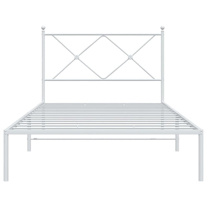 Bedframe met hoofdbord metaal wit 107x203 cm