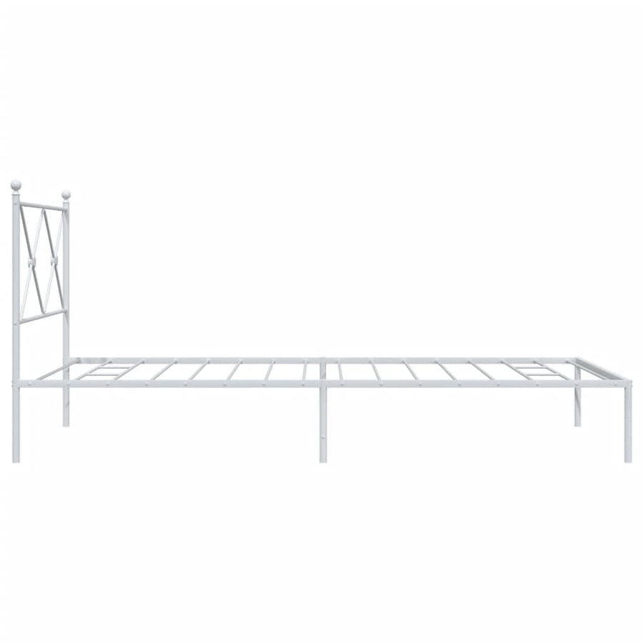 Bedframe met hoofdbord metaal wit 107x203 cm