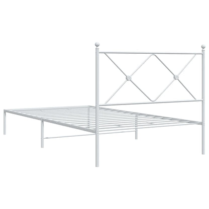 Bedframe met hoofdbord metaal wit 107x203 cm