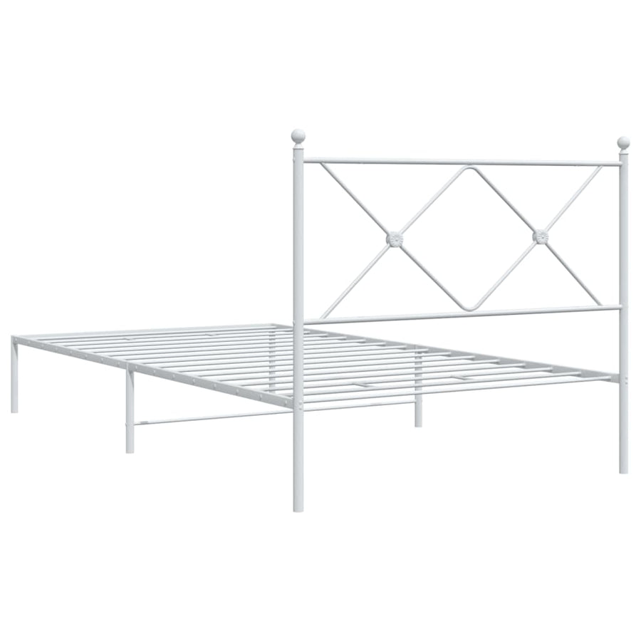 Bedframe met hoofdbord metaal wit 107x203 cm