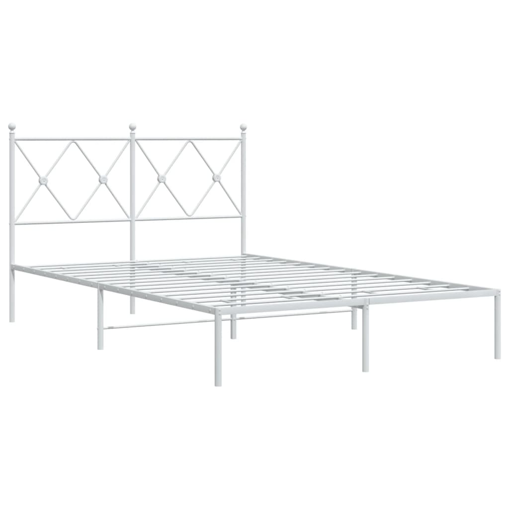 Bedframe met hoofdbord metaal wit 120x190 cm