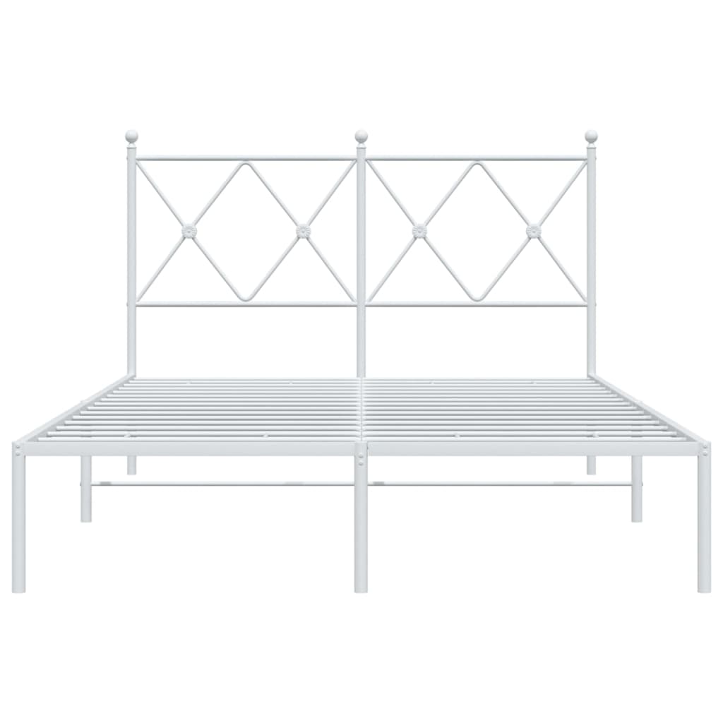Bedframe met hoofdbord metaal wit 120x190 cm