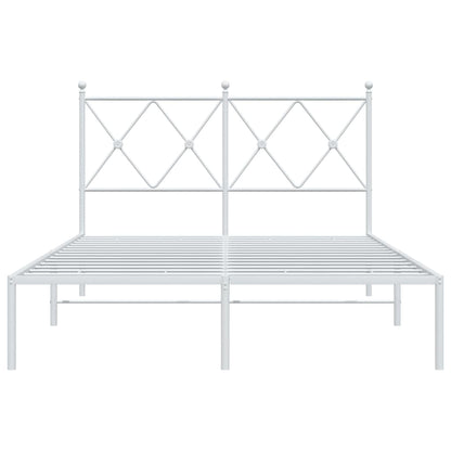 Bedframe met hoofdbord metaal wit 120x190 cm