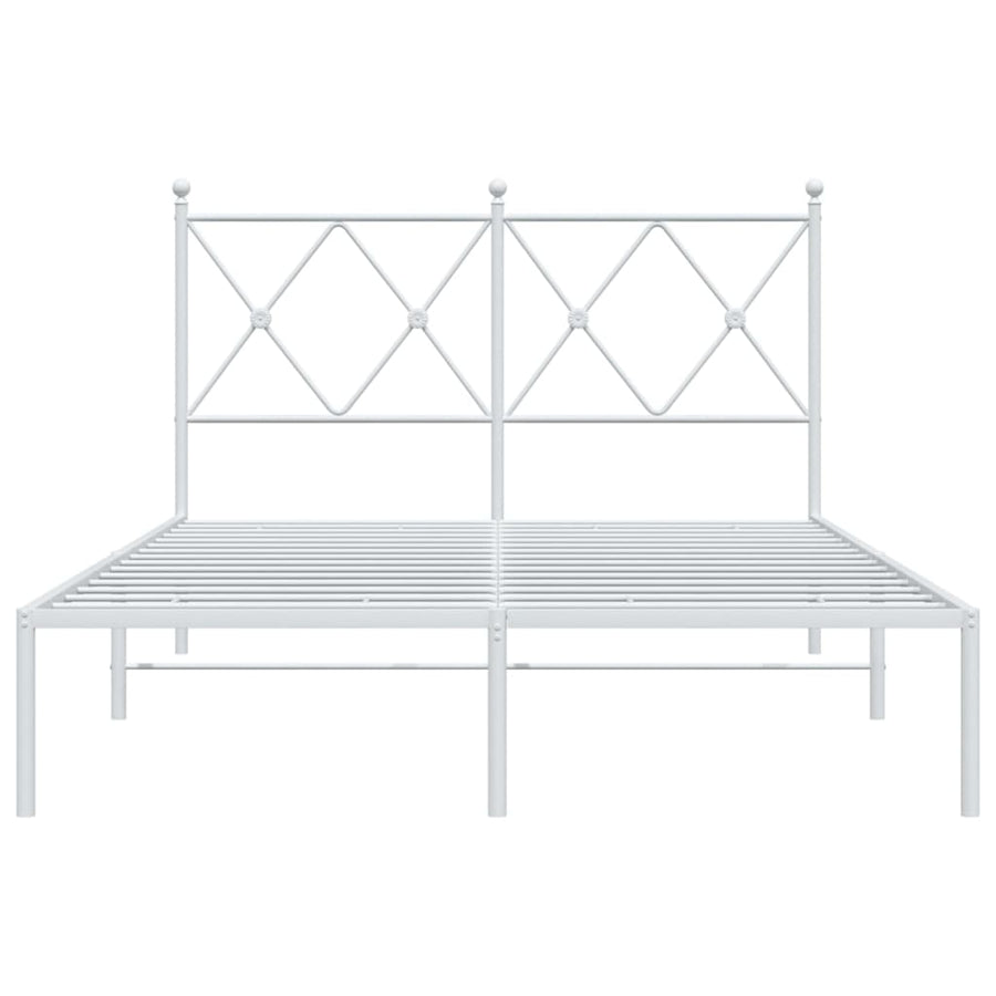 Bedframe met hoofdbord metaal wit 120x190 cm
