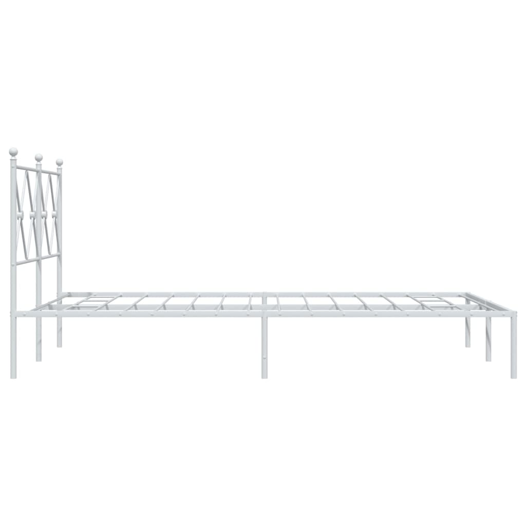 Bedframe met hoofdbord metaal wit 120x190 cm