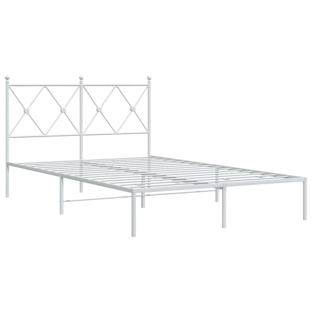 Bedframe met hoofdbord metaal wit 120x200 cm