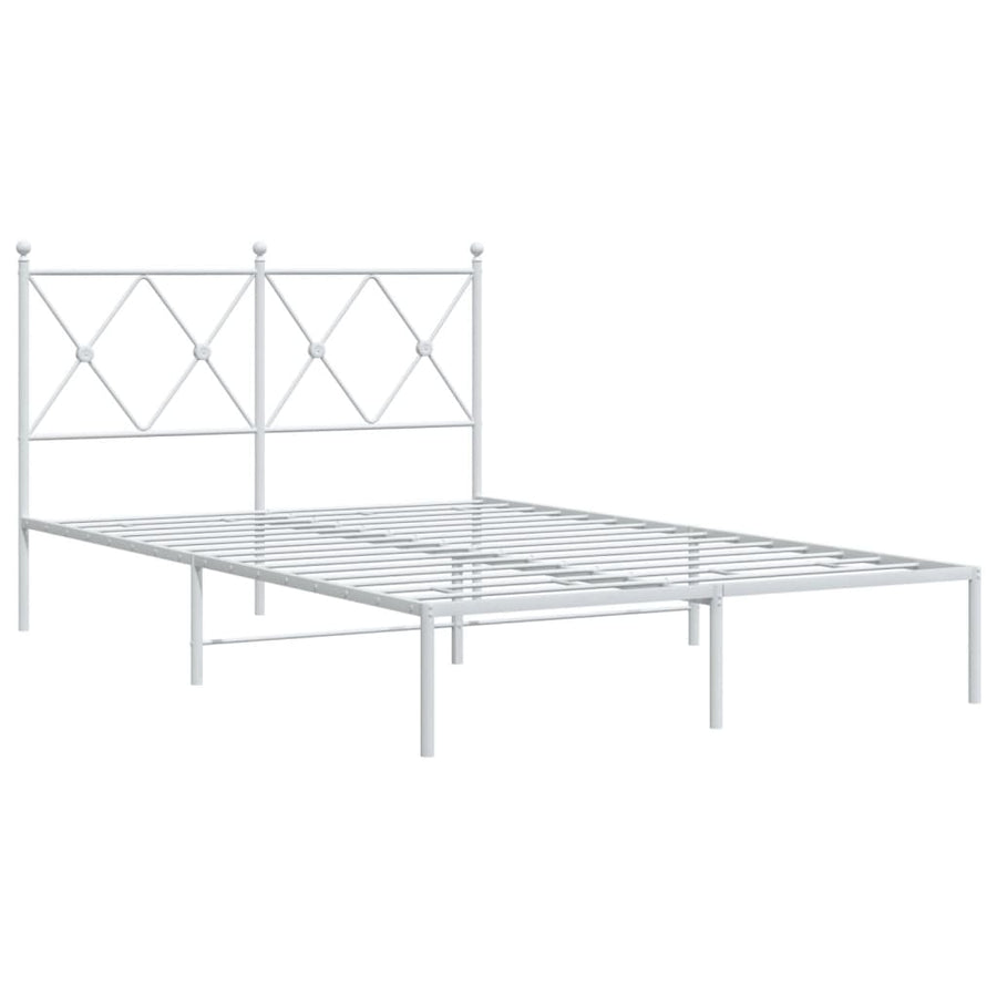 Bedframe met hoofdbord metaal wit 120x200 cm