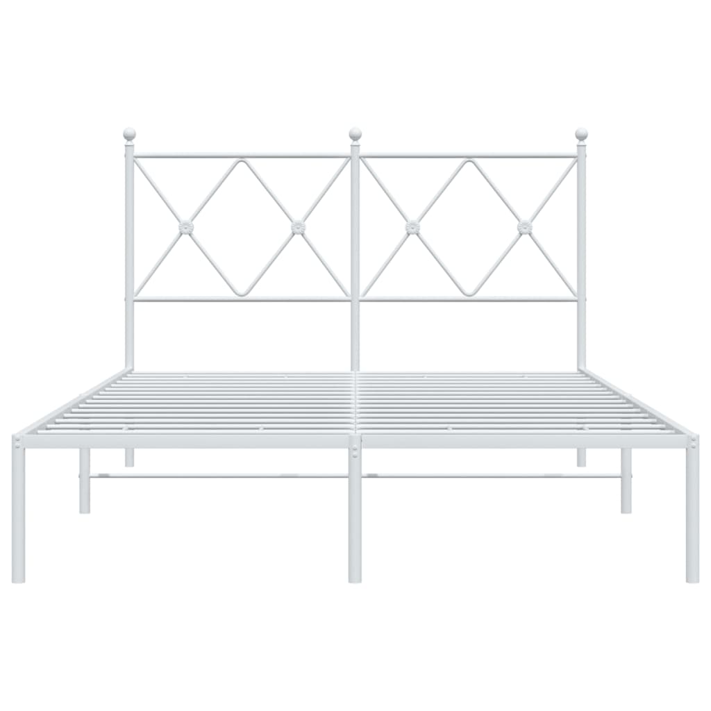 Bedframe met hoofdbord metaal wit 120x200 cm