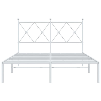Bedframe met hoofdbord metaal wit 120x200 cm
