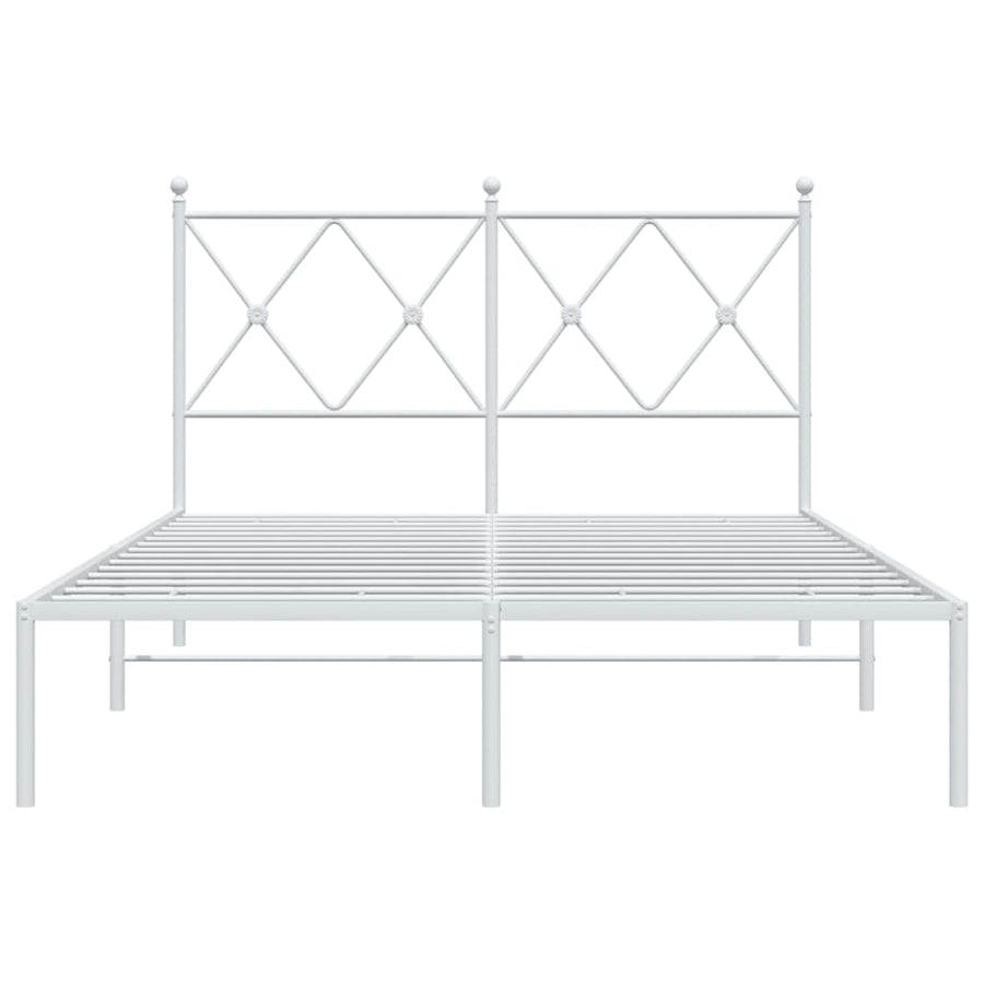Bedframe met hoofdbord metaal wit 120x200 cm
