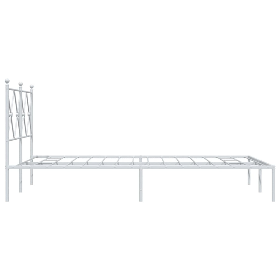 Bedframe met hoofdbord metaal wit 120x200 cm