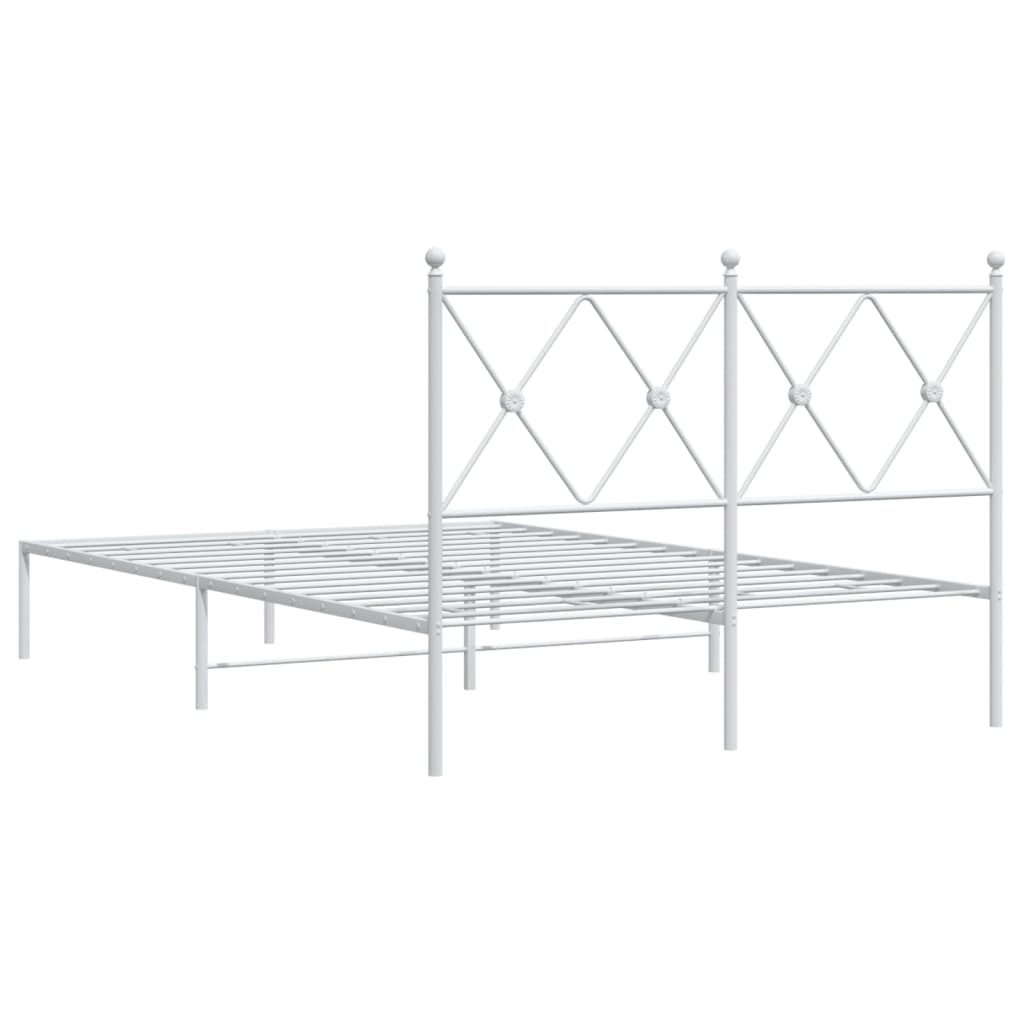 Bedframe met hoofdbord metaal wit 120x200 cm