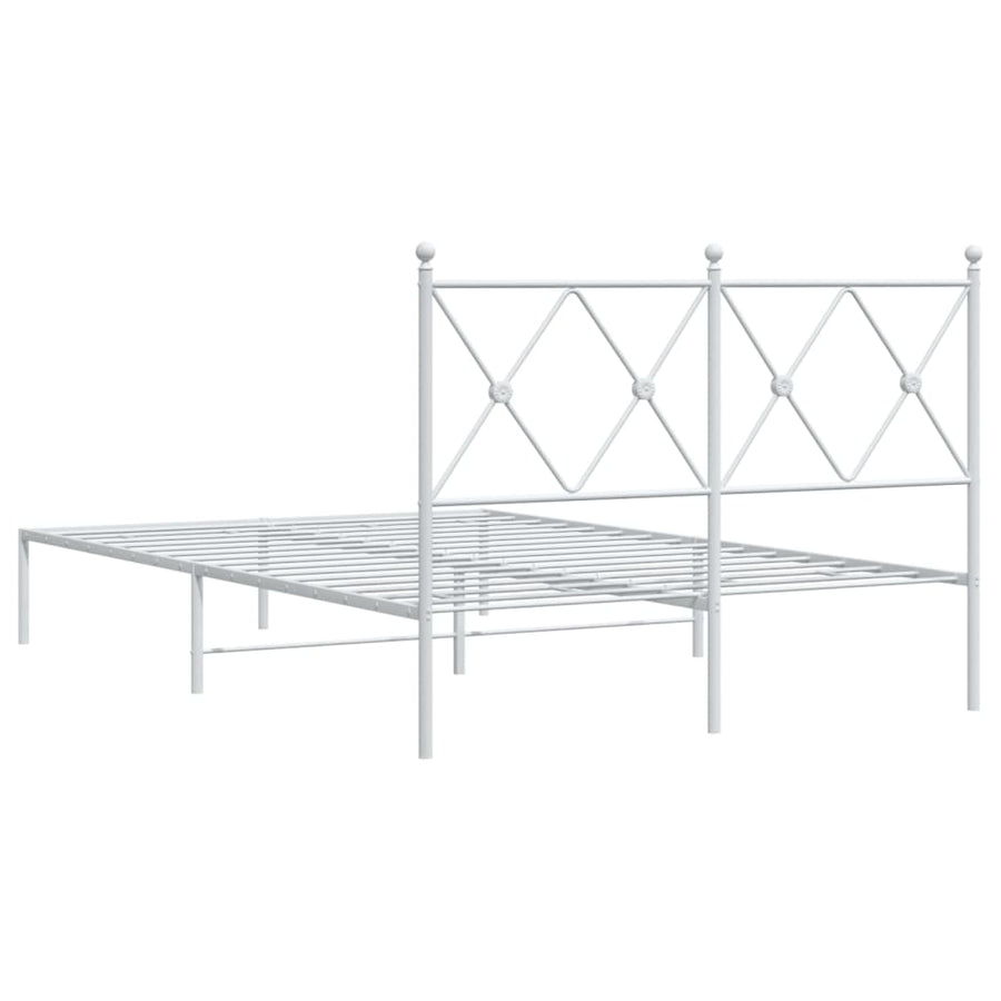 Bedframe met hoofdbord metaal wit 120x200 cm