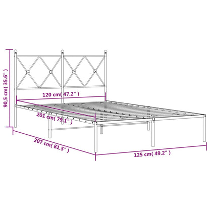 Bedframe met hoofdbord metaal wit 120x200 cm